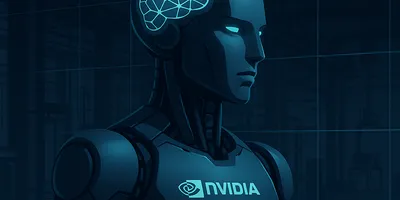 NVIDIA Isaac Sim interface showing a humanoid robot navigating a warehouse simulation environment